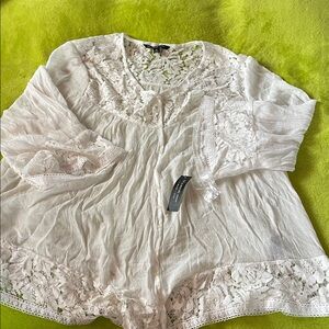 Zac & Rachel Ivory Lace Peasant Blouse